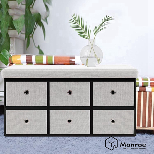 Otto & Ben Faltbare Spielzeugkiste mit SMART LIFT Top Leinen Ottomans